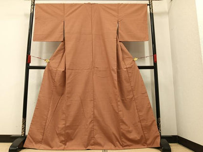 平和屋着物●上質な紬　江戸茶色　正絹　逸品　未使用　AAAZ4948ph