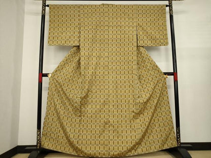 平和屋着物●上質な紬 格子 正絹 逸品 AAAZ4966ck