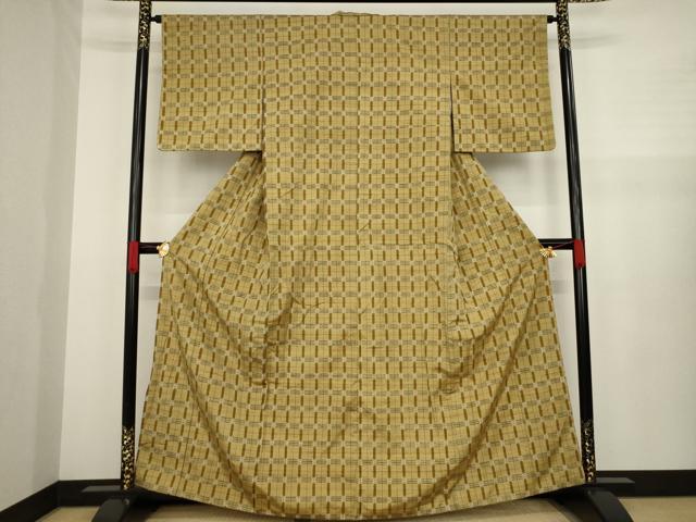 平和屋着物●上質な紬 格子 正絹 逸品 AAAZ4966ck