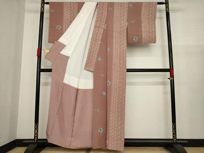 平和屋着物●上質な小紋　藍　型染め　舞花間道　正絹　逸品　AAAZ4972ck