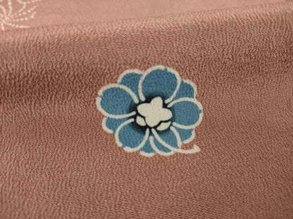 平和屋着物●上質な小紋　藍　型染め　舞花間道　正絹　逸品　AAAZ4972ck