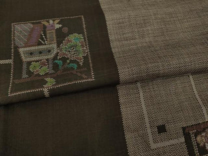 平和屋着物●本場大島紬　カタス9マルキ　色紙重ね文　正絹　逸品　AAAZ4976ck