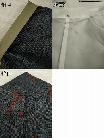 平和屋着物●本場大島紬　カタス7マルキ　草花文　正絹　逸品　AAAZ4979ck