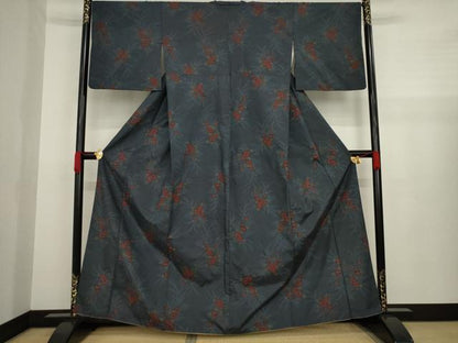 平和屋着物●本場大島紬　カタス7マルキ　草花文　正絹　逸品　AAAZ4979ck