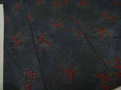 平和屋着物●本場大島紬　カタス7マルキ　草花文　正絹　逸品　AAAZ4979ck
