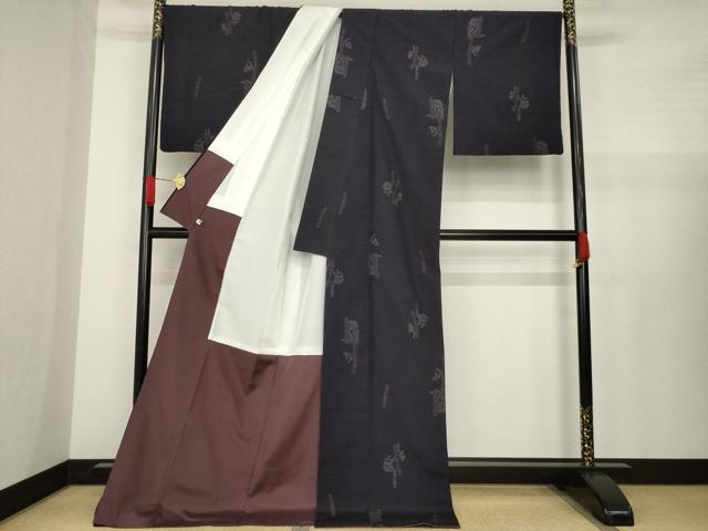 平和屋着物●結城紬 100亀甲 短冊花文 飛び亀甲柄 ロング丈 正絹 逸品 AAAZ5006ck