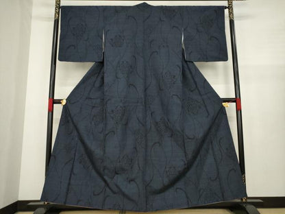 平和屋着物●結城紬 80亀甲 飾花文 正絹 逸品 AAAZ5009ck