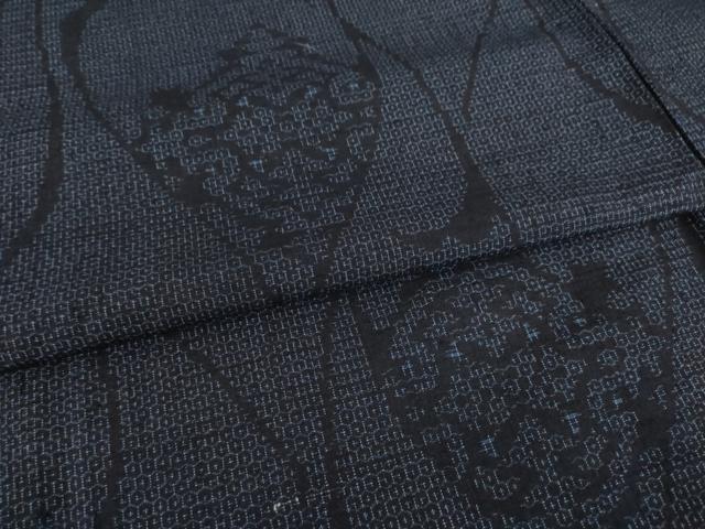 平和屋着物●結城紬 80亀甲 飾花文 正絹 逸品 AAAZ5009ck