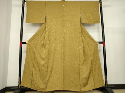 平和屋着物●上質な色無地 樹林地紋 黄土色 正絹 逸品 AAAZ5014ck