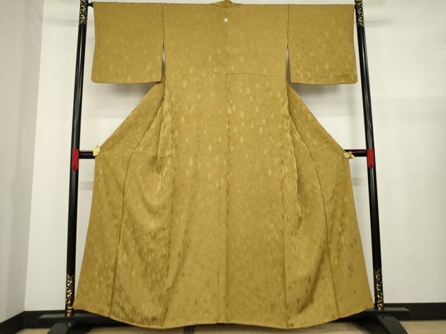 平和屋着物●上質な色無地 樹林地紋 黄土色 正絹 逸品 AAAZ5014ck