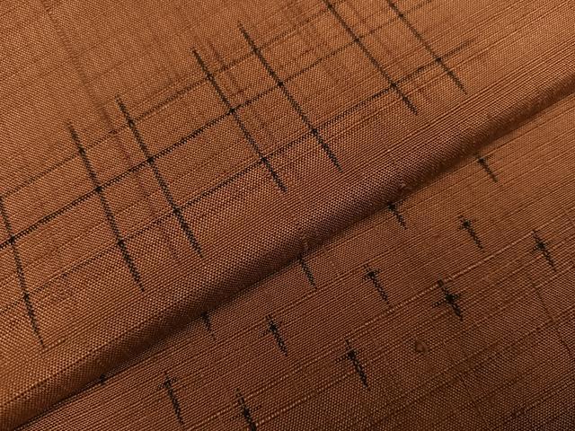 平和屋着物●上質な紬　絣文様　胡桃色　正絹　逸品　AAAZ5056ph