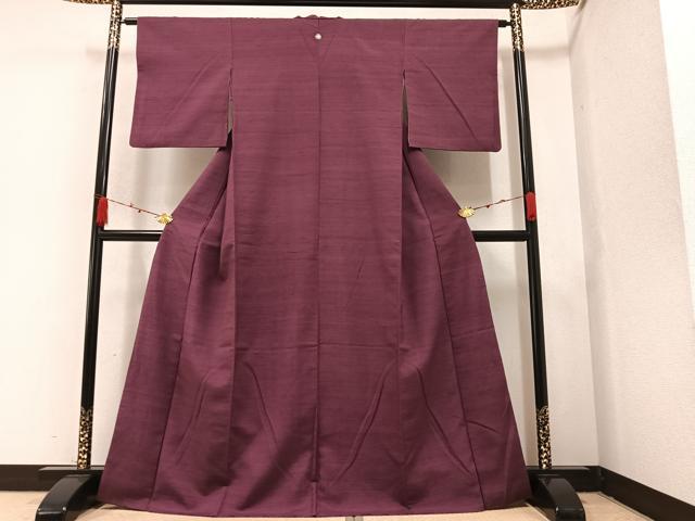 平和屋着物●上質な紬 色無地 浅蘇芳色 正絹 逸品 AAAZ5057ph