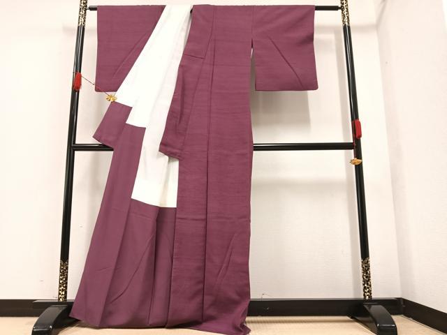 平和屋着物●上質な紬 色無地 浅蘇芳色 正絹 逸品 AAAZ5057ph
