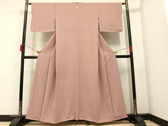 平和屋着物●上質な色無地 水柿色 正絹 逸品 AAAZ5083ph