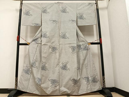 平和屋着物●本場大島紬　白大島　一元７マルキ　総絣　風景樹林文　正絹　逸品　AAAZ5092ph