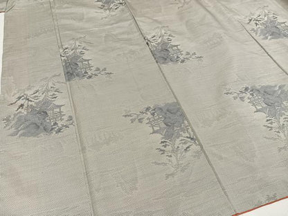 平和屋着物●本場大島紬　白大島　一元７マルキ　総絣　風景樹林文　正絹　逸品　AAAZ5092ph