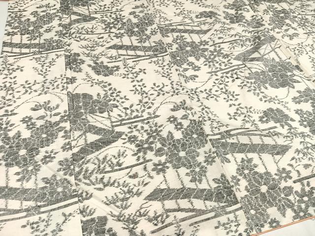 平和屋着物●本場小千谷紬 草花文 正絹 逸品 AAAZ5093ph