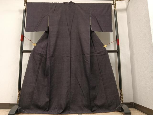 平和屋着物●結城紬　杢　赤墨色　正絹　逸品　AAAZ5094ph
