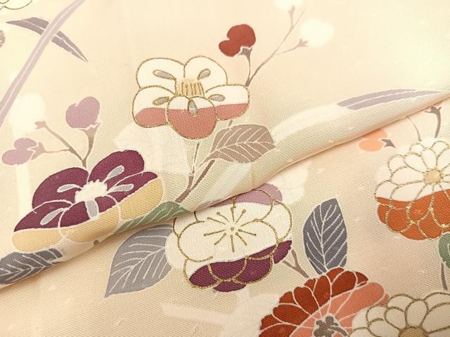 平和屋着物●創業460年・千總　訪問着　草花文　金銀彩　高島屋扱い　正絹　逸品　AAAZ5098ph