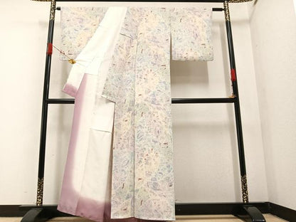 平和屋着物●上質な小紋 ろうけつ染め バティック 更紗文様 鬼しぼ縮緬 正絹 逸品 AAAZ5101ph