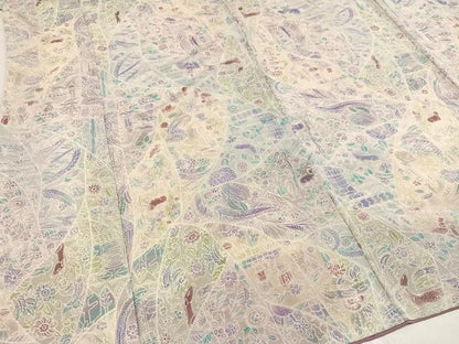平和屋着物●上質な小紋 ろうけつ染め バティック 更紗文様 鬼しぼ縮緬 正絹 逸品 AAAZ5101ph