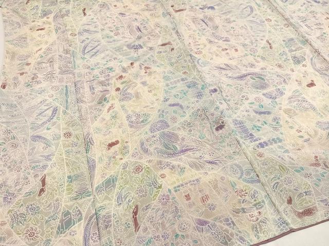 平和屋着物●上質な小紋 ろうけつ染め バティック 更紗文様 鬼しぼ縮緬 正絹 逸品 AAAZ5101ph