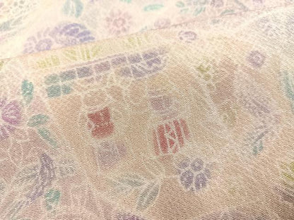 平和屋着物●上質な小紋 ろうけつ染め バティック 更紗文様 鬼しぼ縮緬 正絹 逸品 AAAZ5101ph