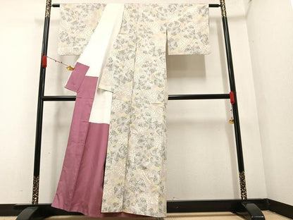 平和屋着物●上質な紬　草花文　正絹　逸品　AAAZ5106ph