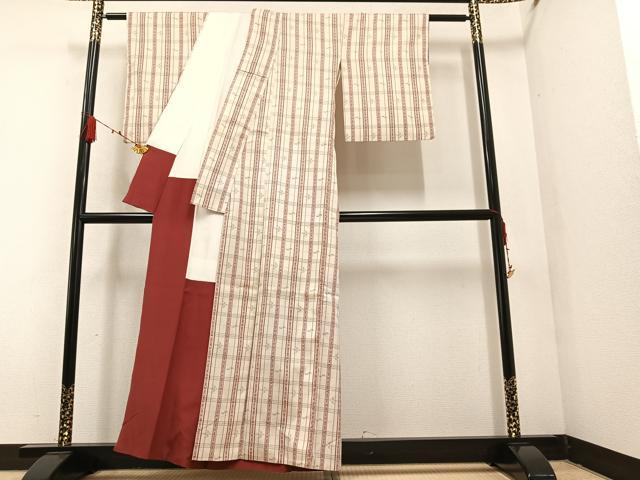 平和屋着物●上質なお召 琉球絣文様 正絹 逸品 AAAZ5109ph