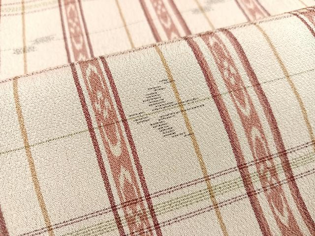 平和屋着物●上質なお召 琉球絣文様 正絹 逸品 AAAZ5109ph
