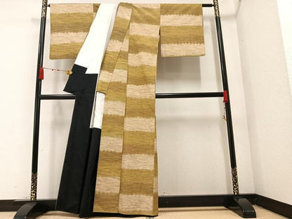 平和屋着物●上質な紬 段違い 正絹 逸品 AAAZ5118ph