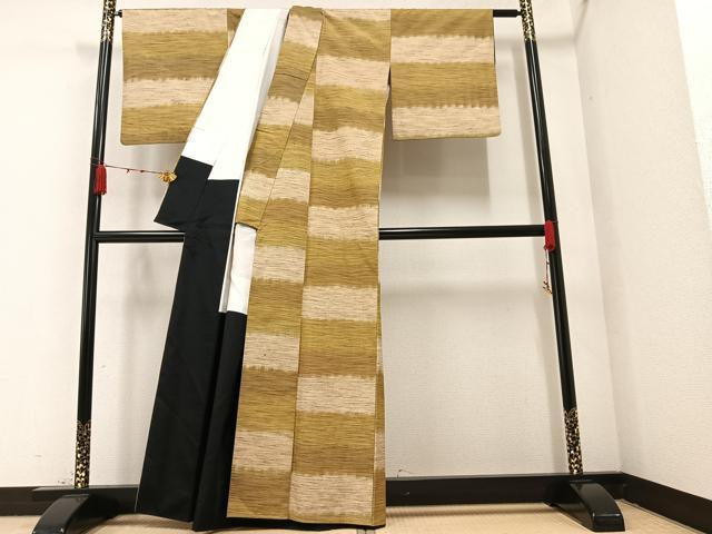 平和屋着物●上質な紬 段違い 正絹 逸品 AAAZ5118ph