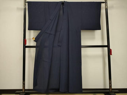 平和屋着物＊夏物　男性　色無地　絽　濃藍色　正絹　逸品　AAAZ5131sx