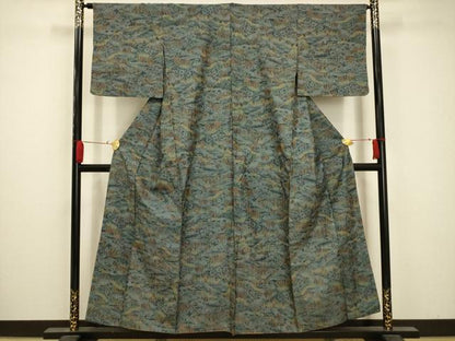 平和屋着物■上質な紬 風景文 正絹 逸品 AAAZ5323sx