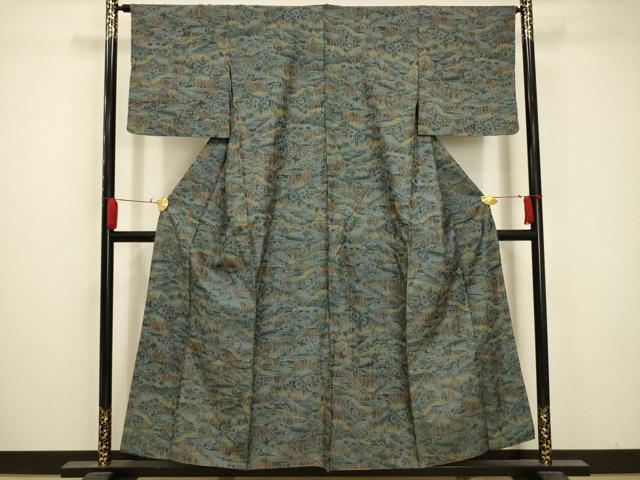 平和屋着物■上質な紬 風景文 正絹 逸品 AAAZ5323sx
