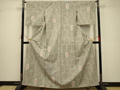 平和屋着物■上質な紬 双鳥花亀甲文 正絹 逸品 AAAZ5336sx