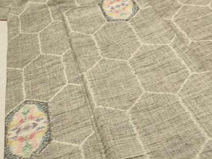 平和屋着物■上質な紬 双鳥花亀甲文 正絹 逸品 AAAZ5336sx