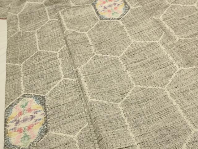 平和屋着物■上質な紬 双鳥花亀甲文 正絹 逸品 AAAZ5336sx