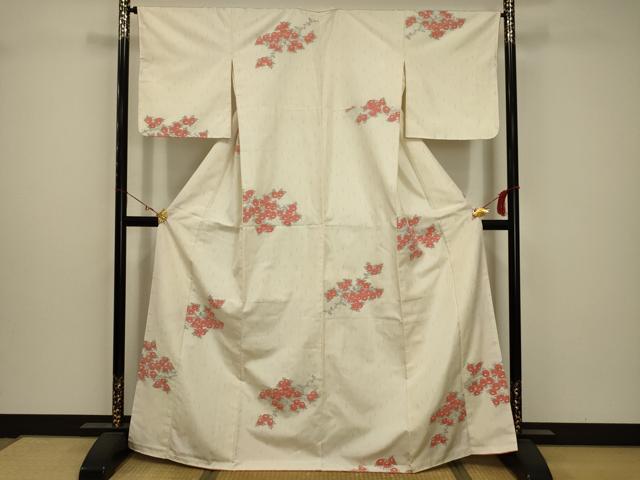 平和屋着物■上質な紬 枝花文 正絹 逸品 AAAZ5343sx