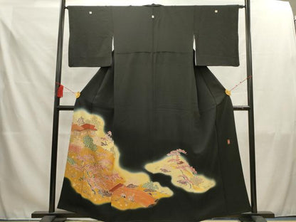 平和屋着物■豪華黒留袖　作家物　風景文　暈し染め　金彩　正絹　逸品　AAAZ5432ma