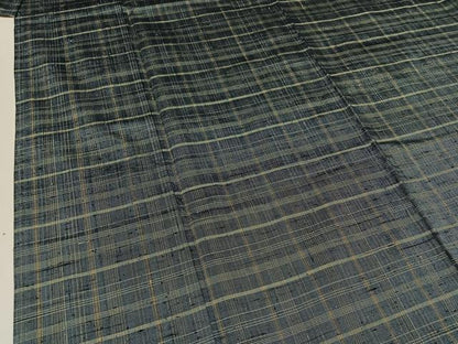 平和屋着物▽上質な紬 単衣 格子 正絹 逸品 AAAZ5683jh