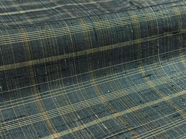 平和屋着物▽上質な紬 単衣 格子 正絹 逸品 AAAZ5683jh
