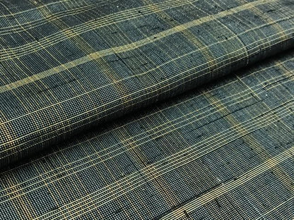 平和屋着物▽上質な紬 単衣 格子 正絹 逸品 AAAZ5683jh