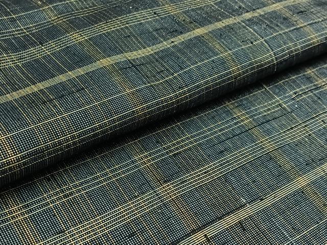 平和屋着物▽上質な紬 単衣 格子 正絹 逸品 AAAZ5683jh