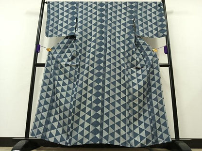 平和屋着物▽上質な小紋 単衣 幾何学文様 正絹 逸品 AAAZ5686jh