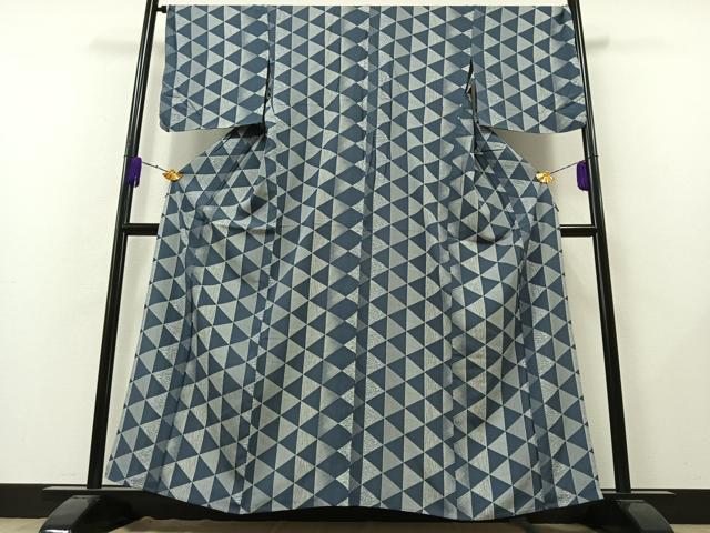 平和屋着物▽上質な小紋 単衣 幾何学文様 正絹 逸品 AAAZ5686jh