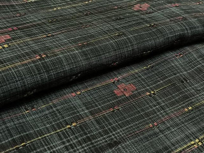 平和屋着物▽上質な紬 単衣 横段文 正絹 逸品 AAAZ5687jh