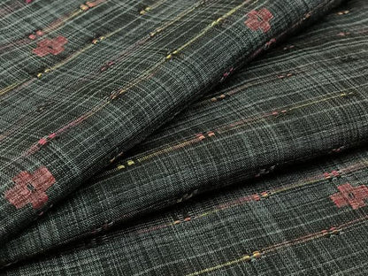 平和屋着物▽上質な紬 単衣 横段文 正絹 逸品 AAAZ5687jh