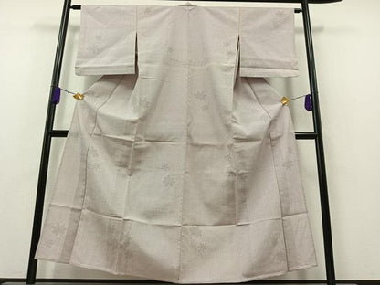 平和屋着物▽本塩沢　単衣　110亀甲　舞葉文　正絹　逸品　AAAZ5695jh