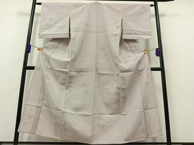 平和屋着物▽本塩沢　単衣　110亀甲　舞葉文　正絹　逸品　AAAZ5695jh